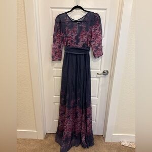 Chic Purple and Pink Floral Gown